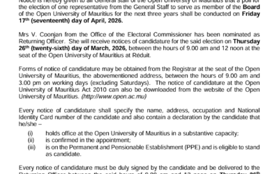 Notice of Election for Representative of General Staff on OU Board