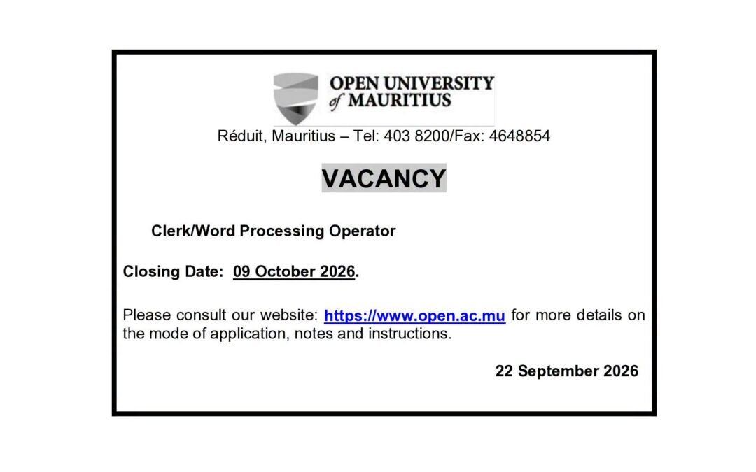 Vacancy for the post of Clerk/Word Processing Operator